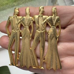Vintage  Gold Couples Fashion Brooch